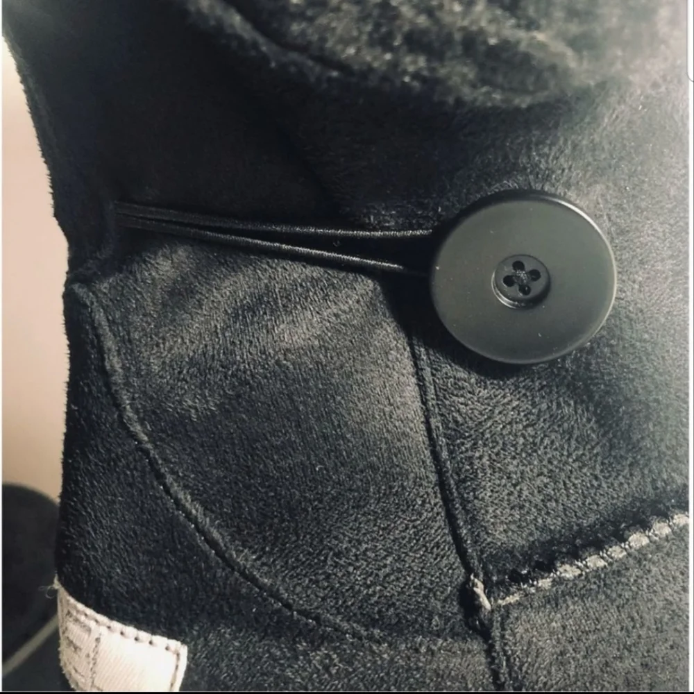 New Womens Size 8 Black Suede Warm Winter Fashion Wedge Snow Casual Boots - Picture 5 of 6